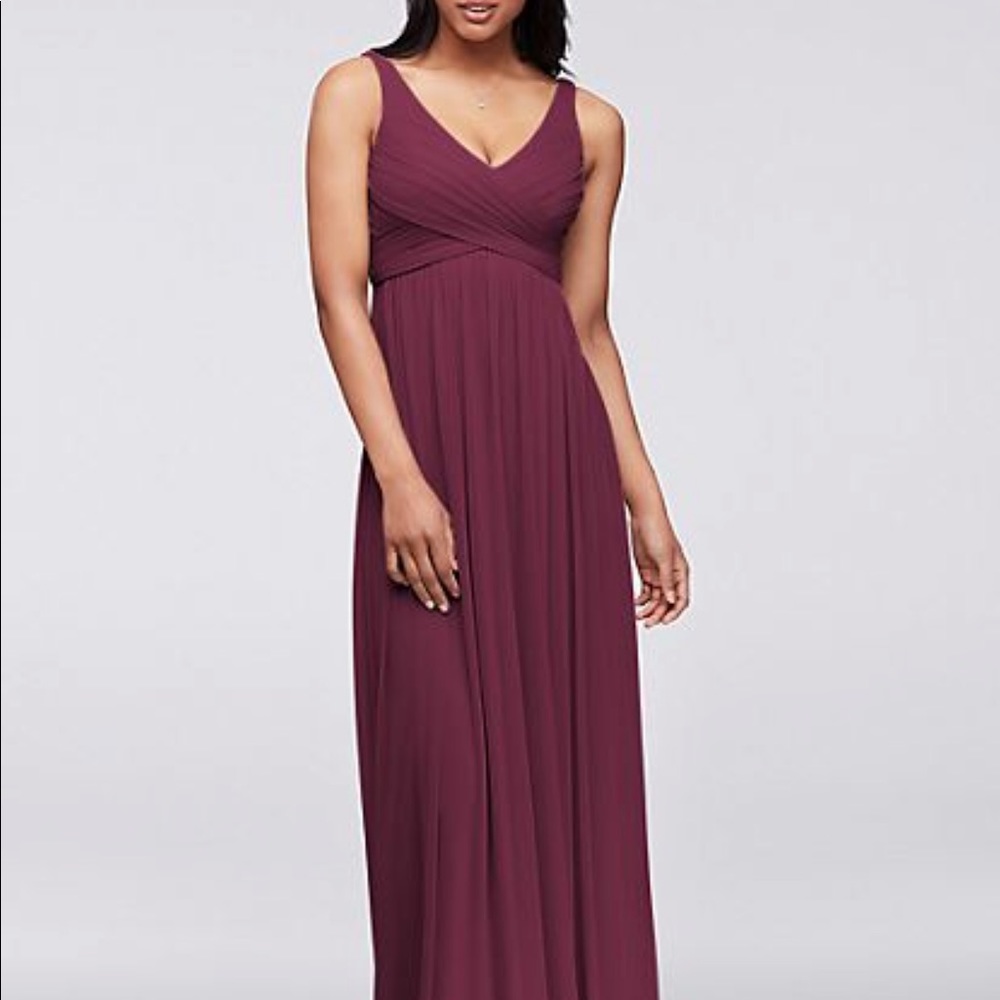 David’s Bridal Long Mesh Dress with Cowl Back